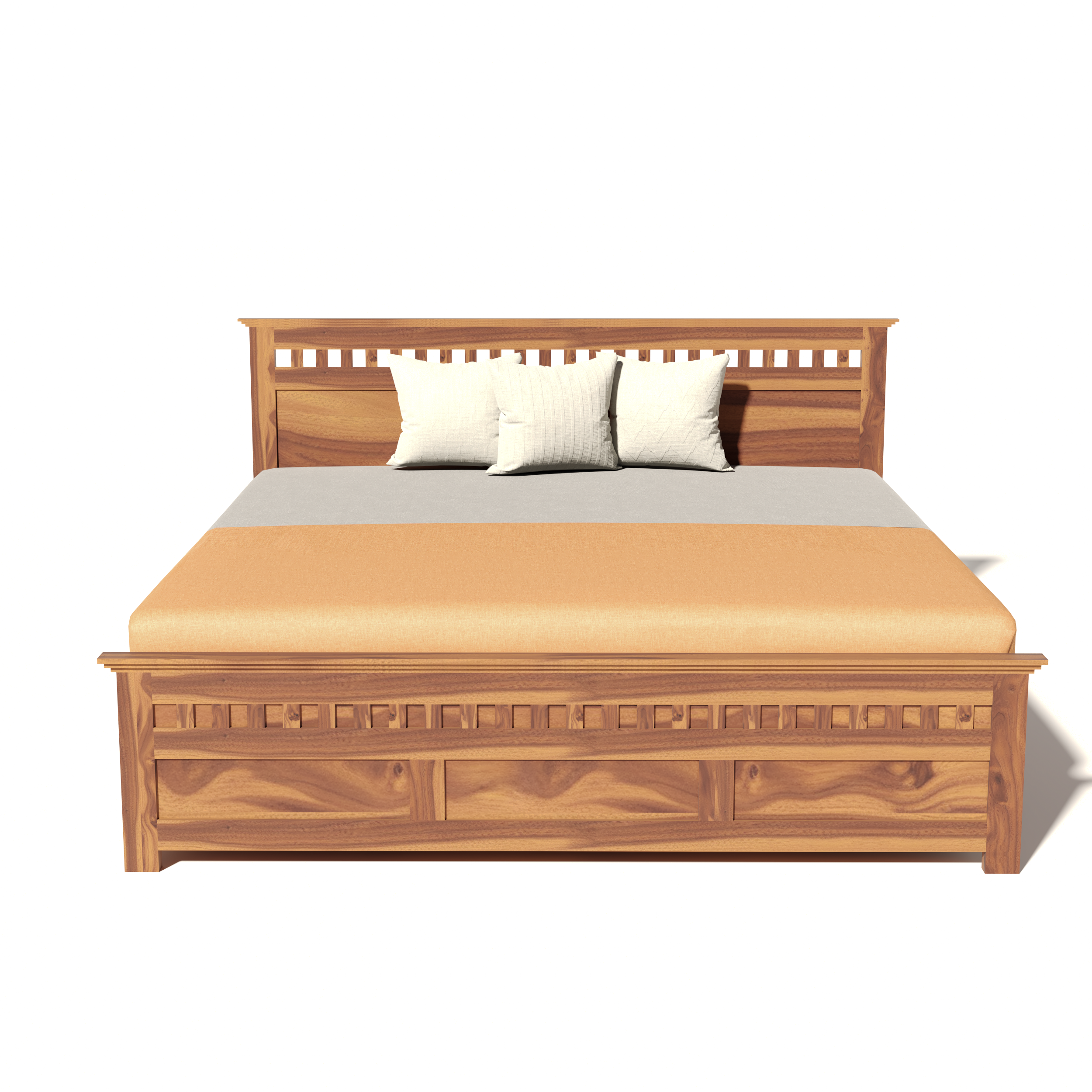 Florestawud Solid Sheesham Wood King Size Bed with Storage – Honey Finish