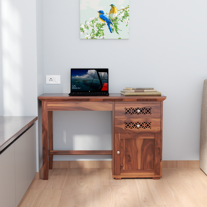 Florestawud Solid Sheesham Wood Study Table with Chair – Honey Finish