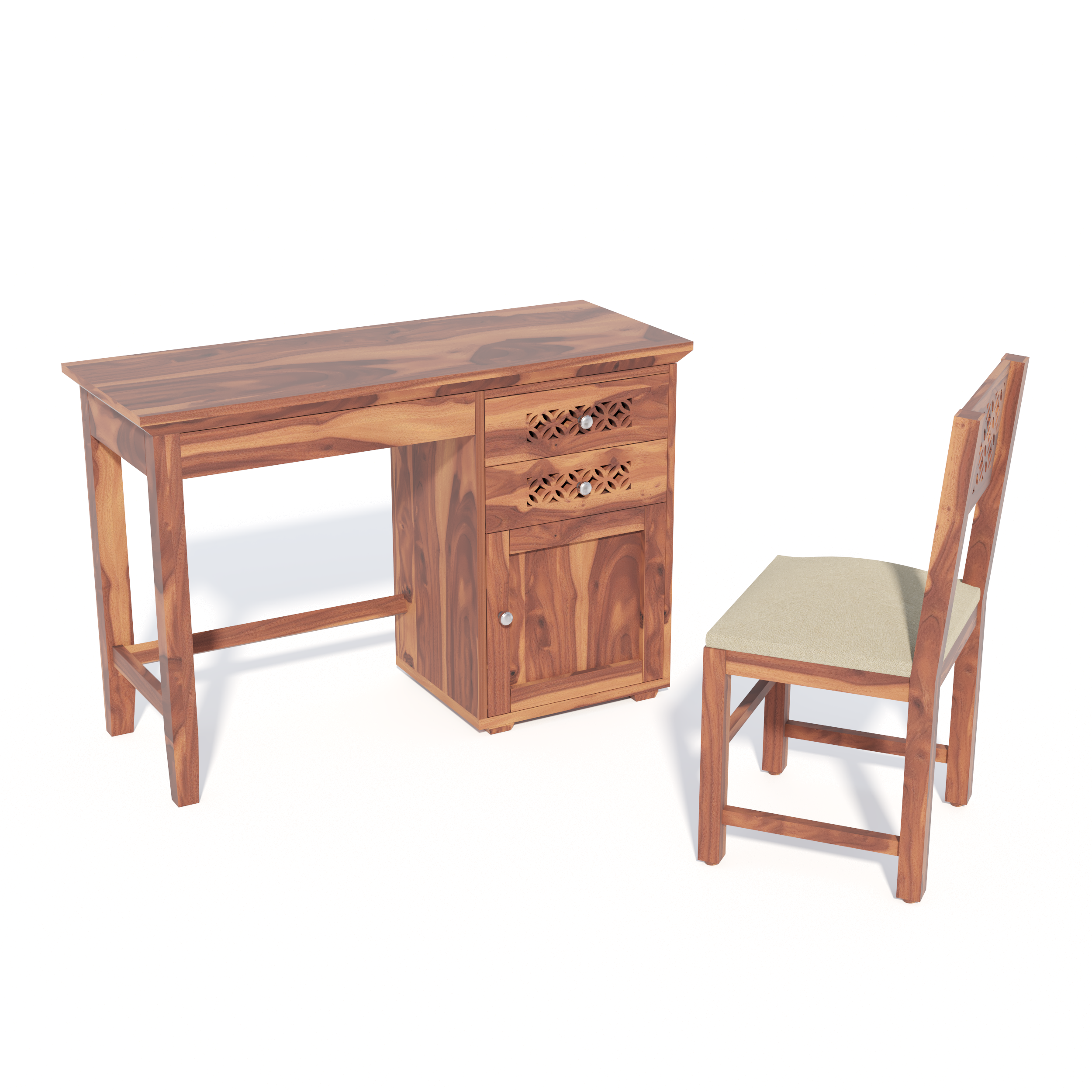 Florestawud Solid Sheesham Wood Study Table with Chair – Honey Finish