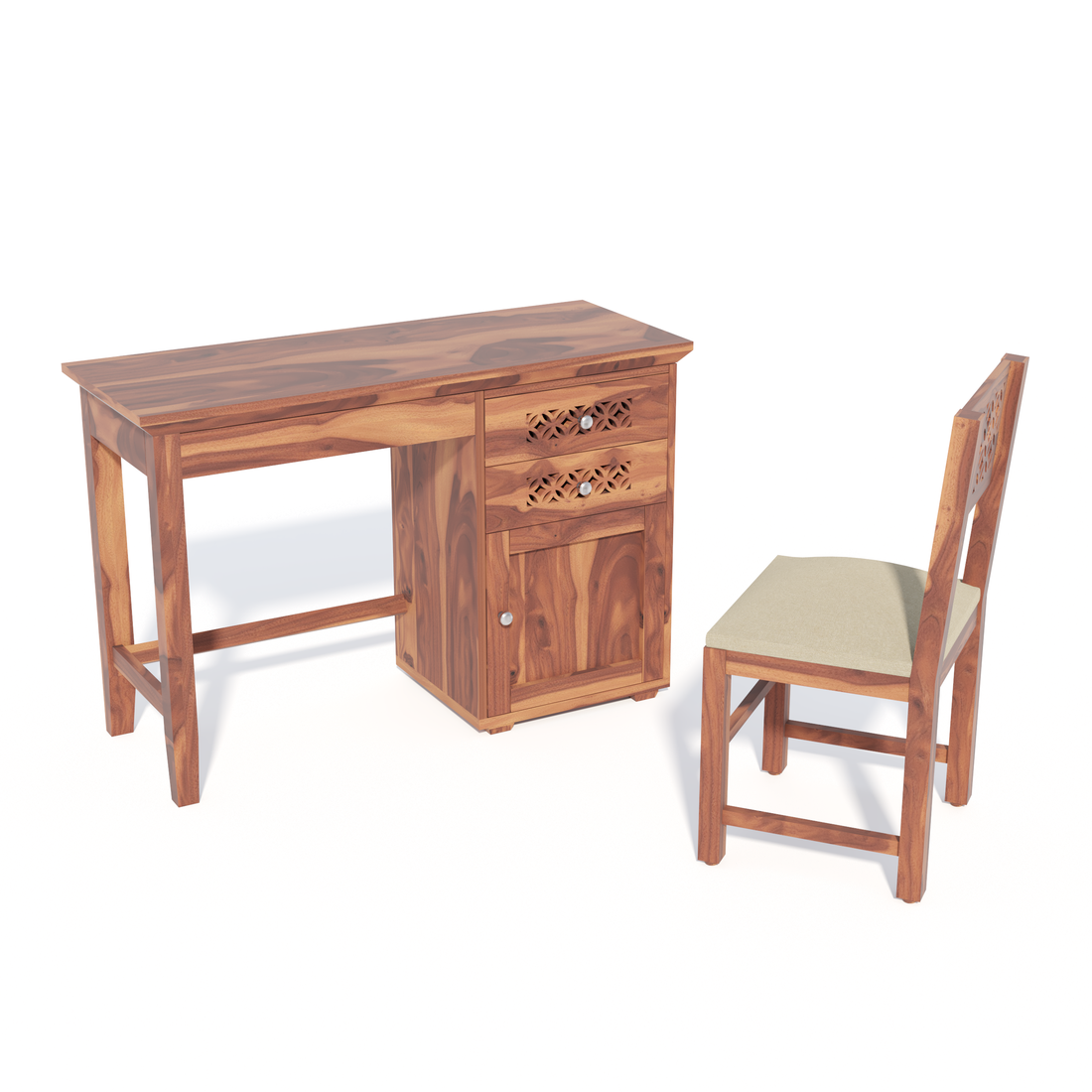 Florestawud Solid Sheesham Wood Study Table with Chair – Honey Finish