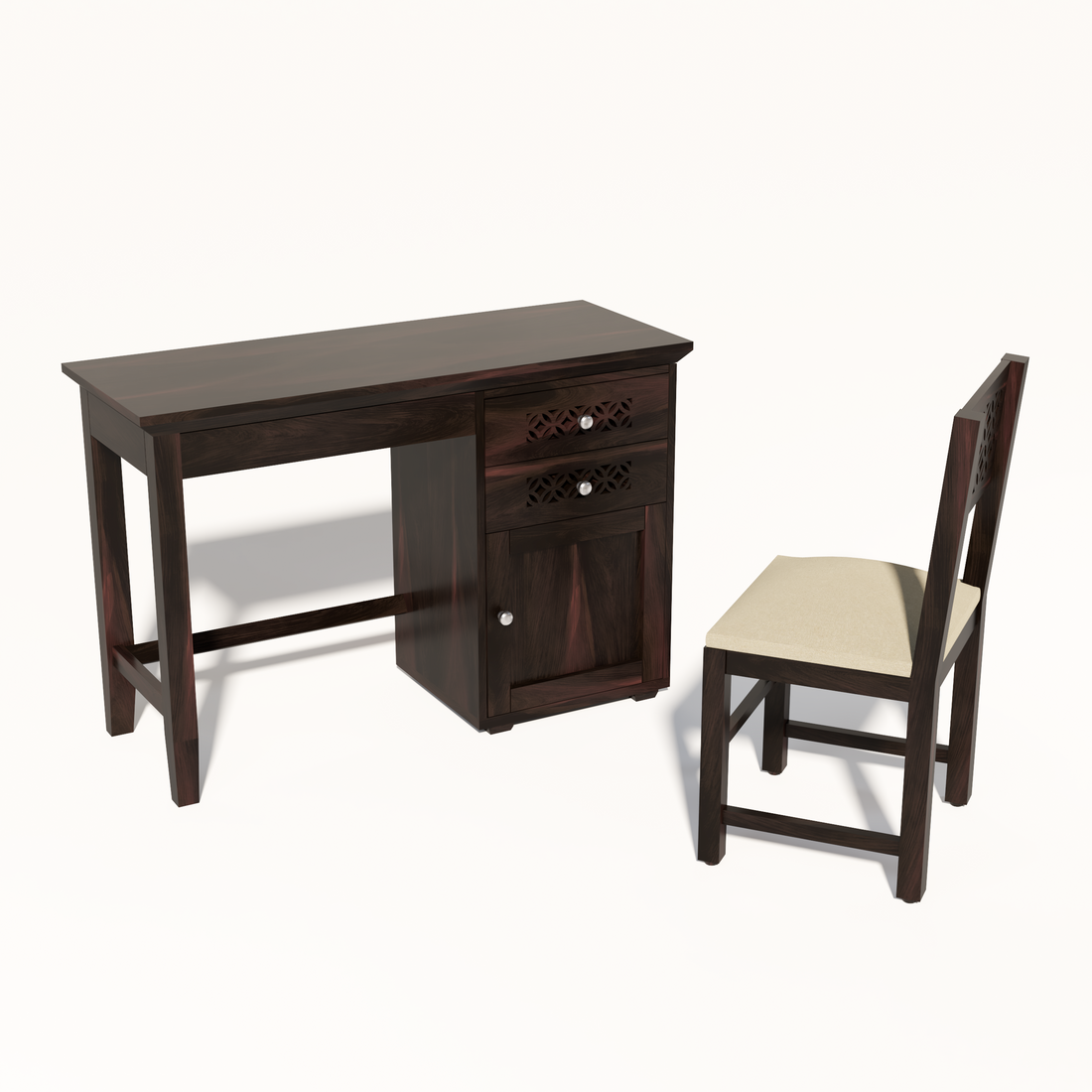 Florestawud Solid Sheesham Wood Study Table with Chair – Walnut Finish