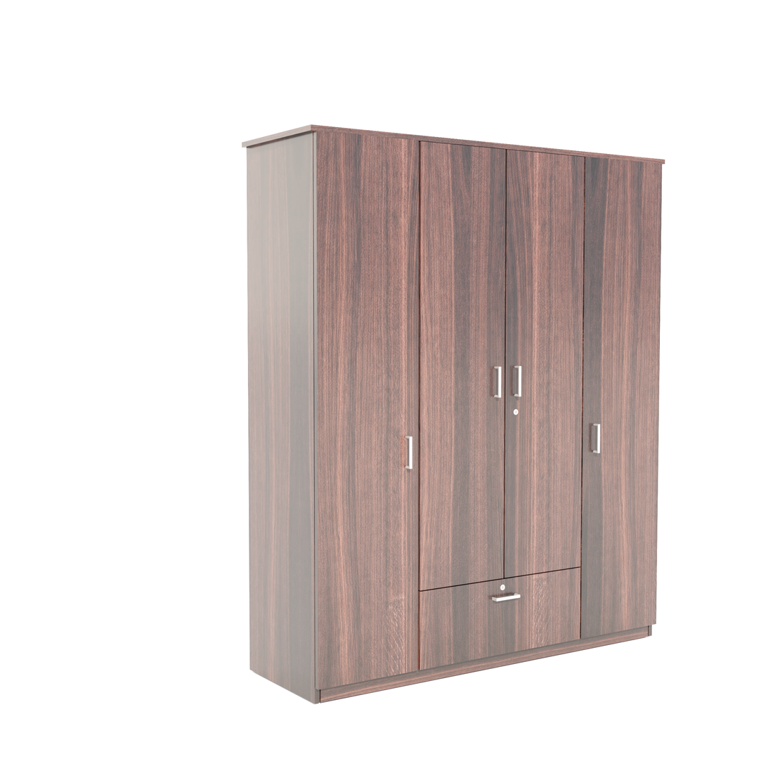 Florestawud 4 Door Engineered Wood Wardrobe with Drawer – Brown Finish