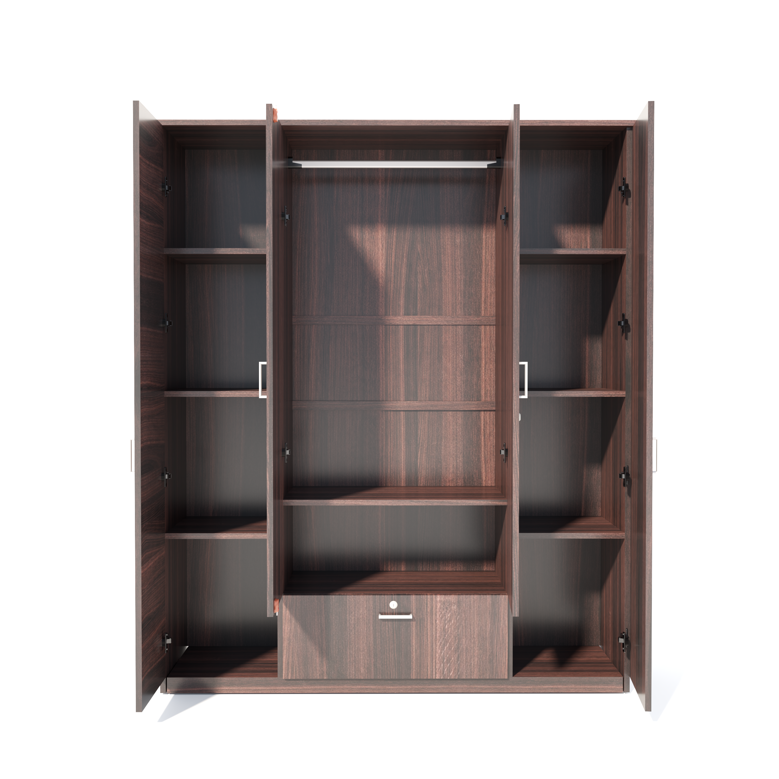 Florestawud 4 Door Engineered Wood Wardrobe with Drawer – Brown Finish