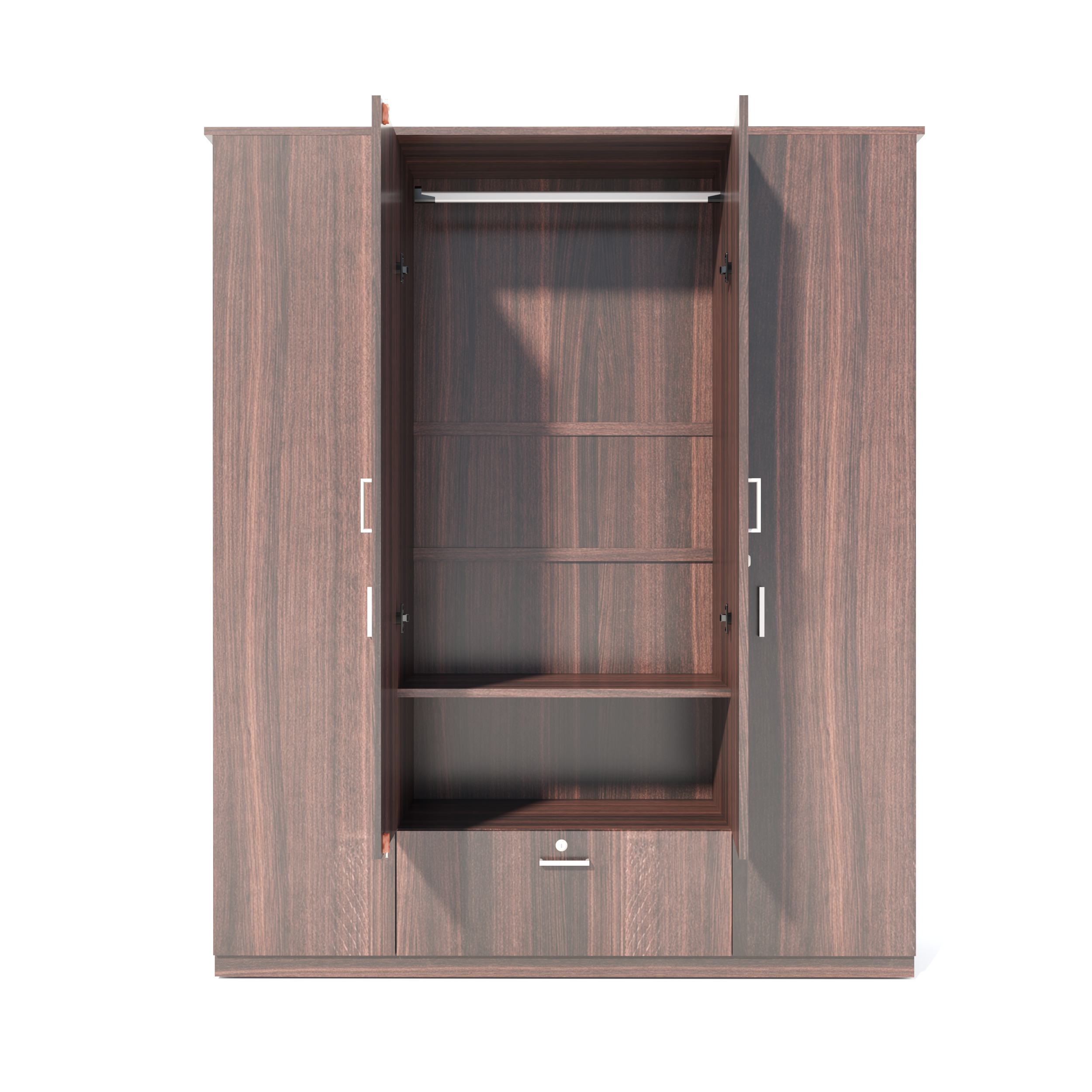 Florestawud 4 Door Engineered Wood Wardrobe with Drawer – Brown Finish
