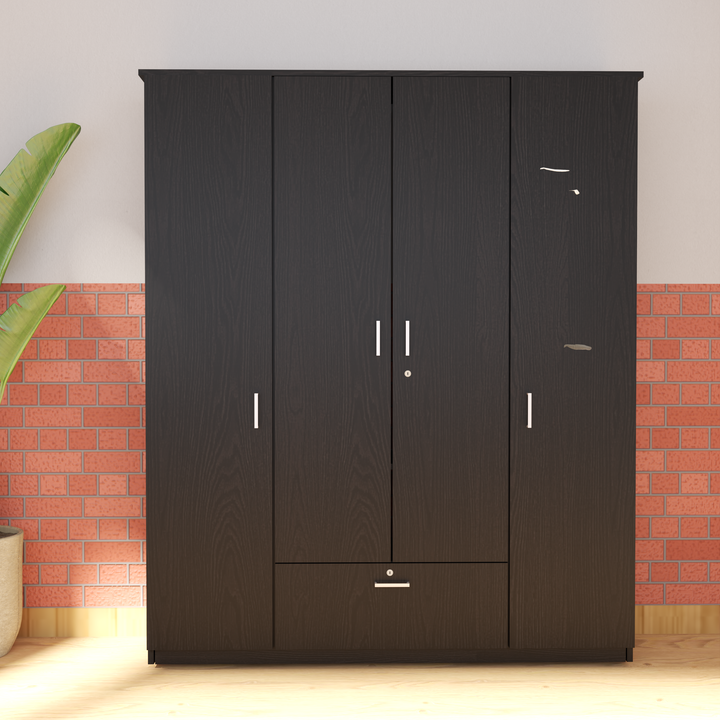 Florestawud 4 Door Engineered Wood Wardrobe with Drawer – Wenge Finish