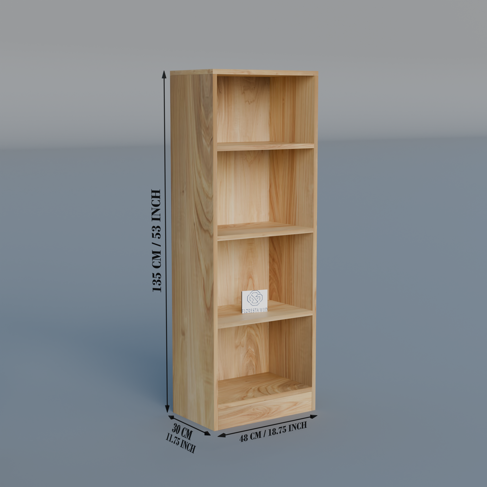 Florestawud Engineered Wood 4-Tier Open Kitchen Storage Rack – Natural Finish