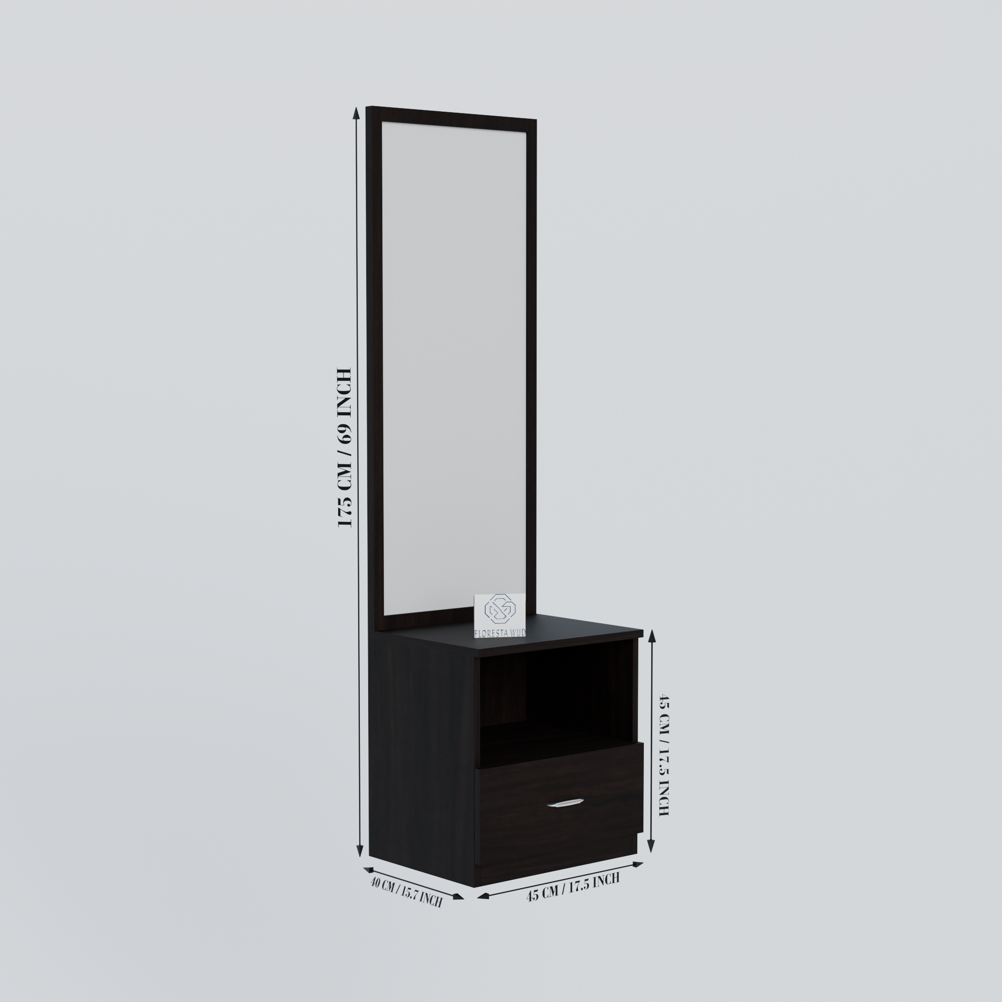 Florestawud Engineered Wood Dressing Table with Mirror – Wenge Finish