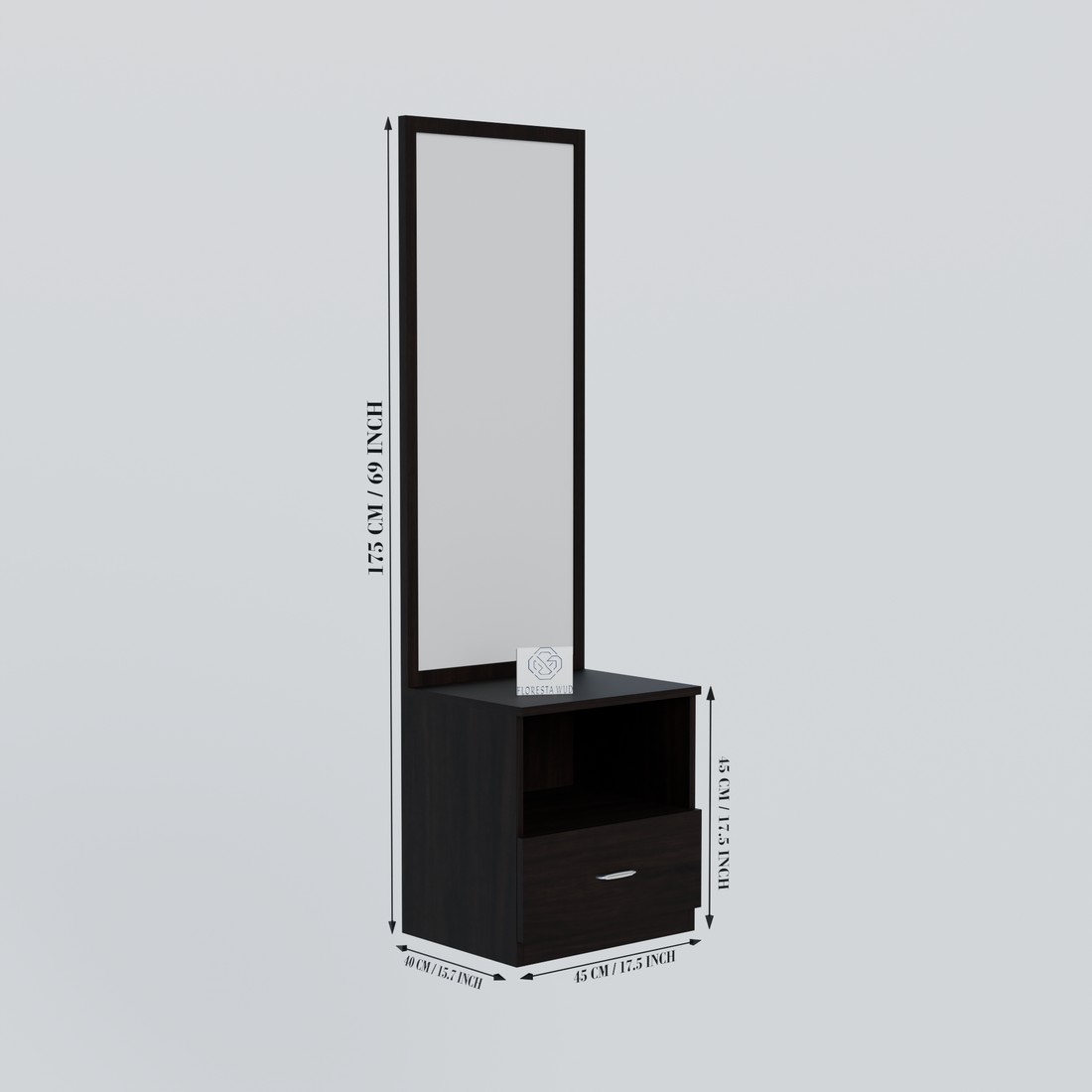 Florestawud Engineered Wood Dressing Table with Mirror – Wenge Finish