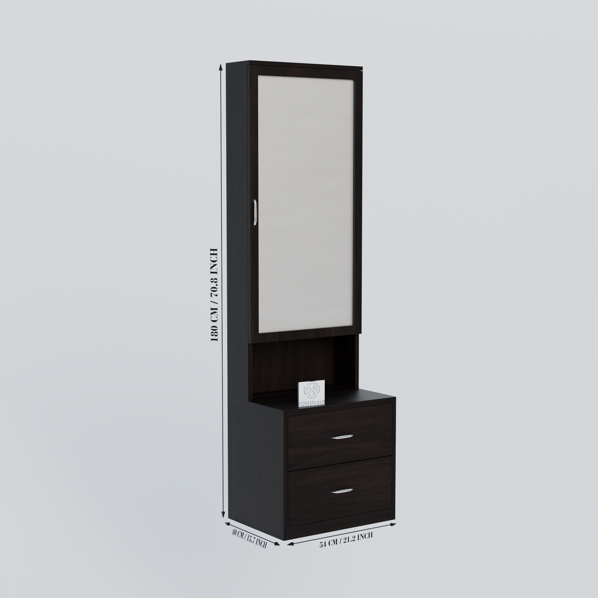Engineered Wood Dressing Table with Mirror & 2 Drawers – Wenge Finish
