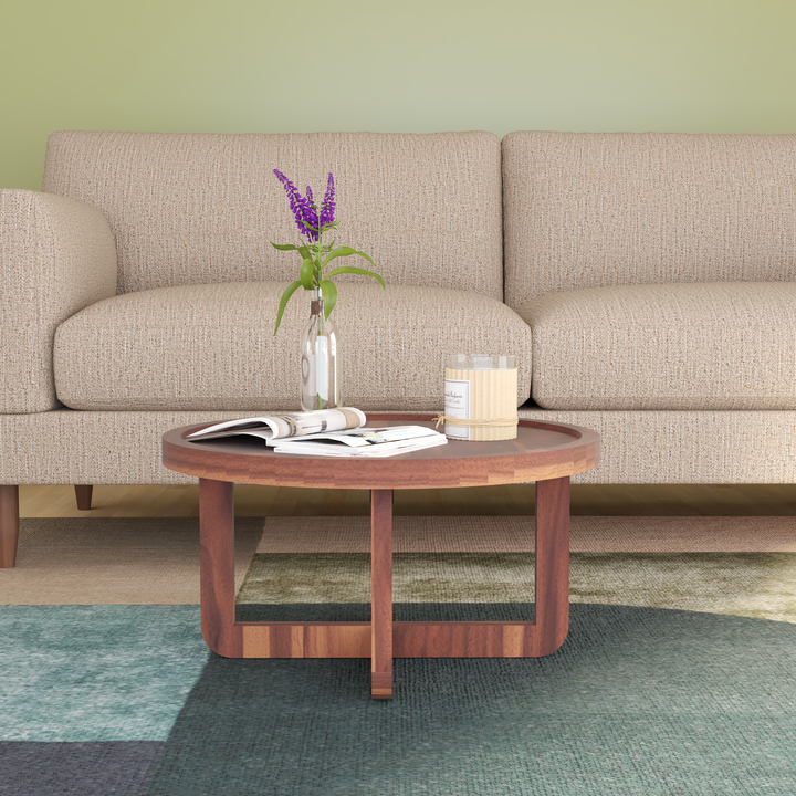 Florestawud Solid Sheesham Wood Round Coffee Table – Honey Finish