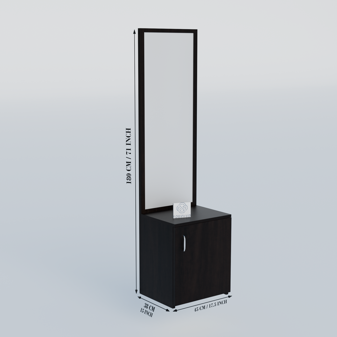 Florestawud Wooden Dressing Table with Full-Length Mirror & Storage Cabinet – Wenge Finish