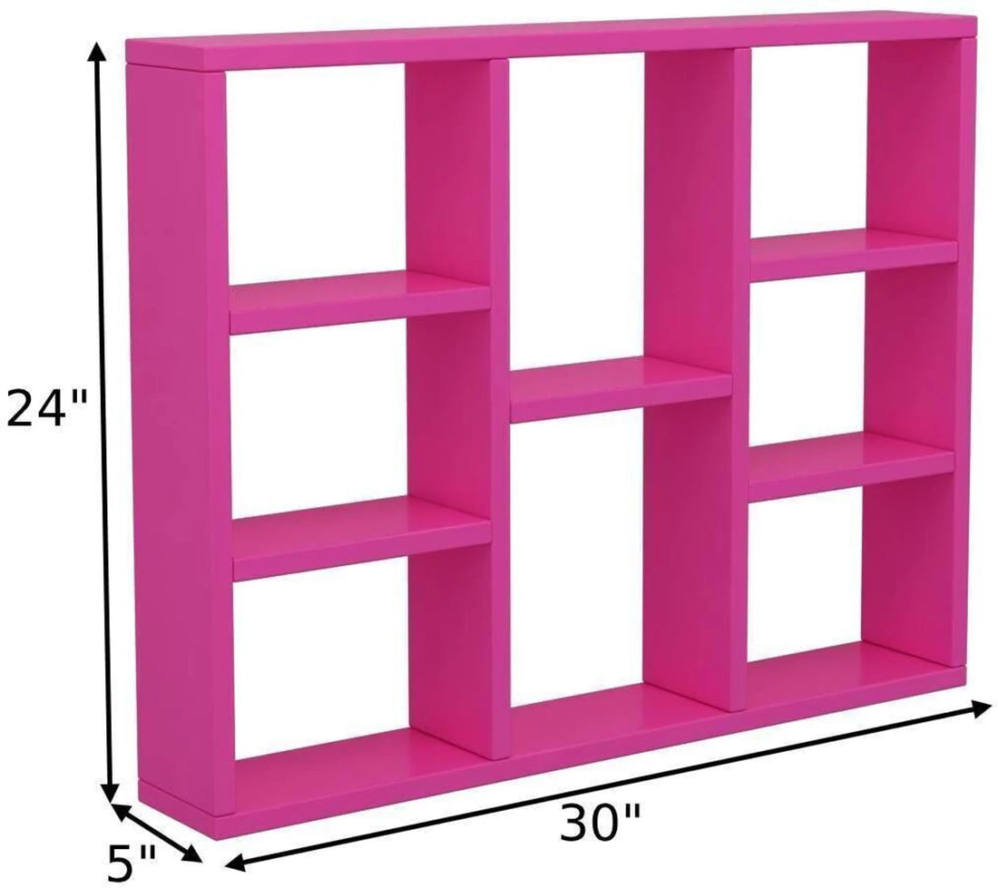 Modern Red Wall Shelf with Open Display Storage Unit