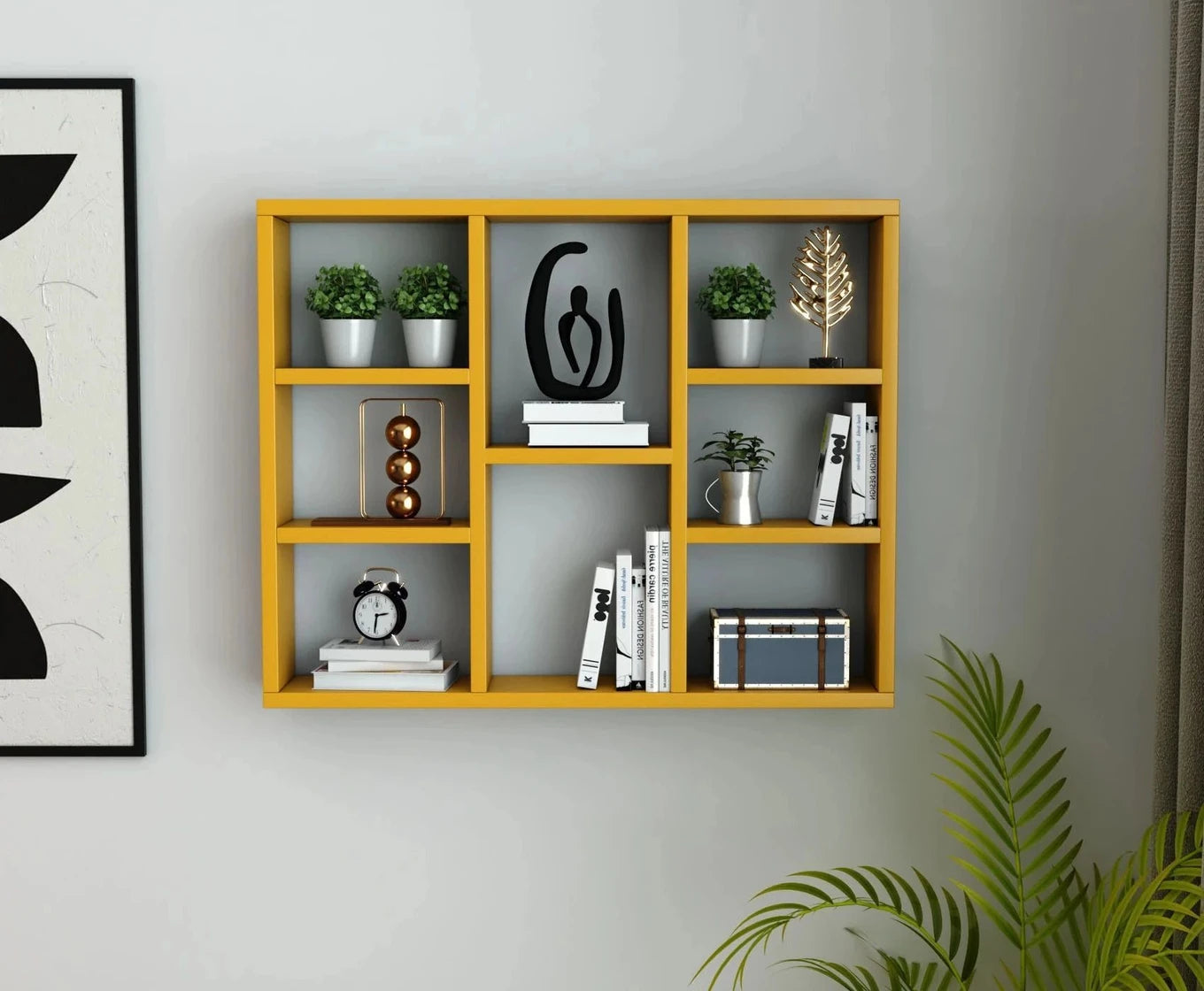 Modern Yellow Wall Display Shelf for Home & Office Decor