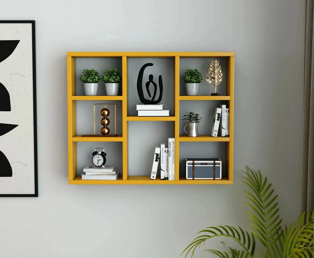 Modern Yellow Wall Display Shelf for Home & Office Decor