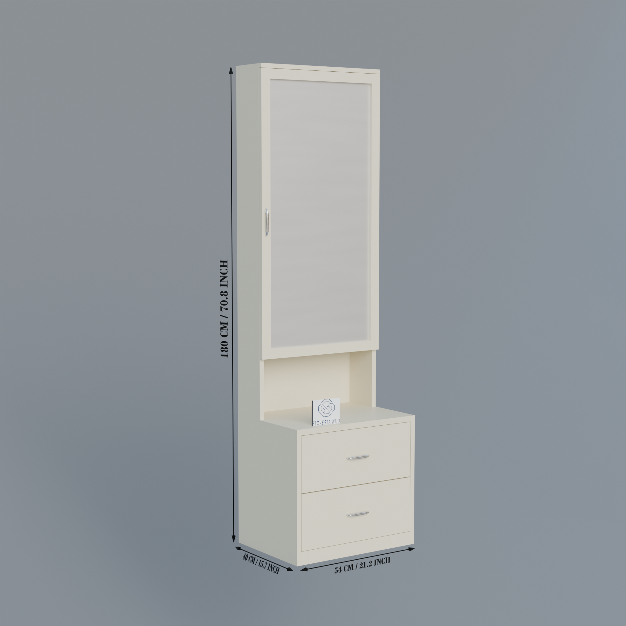 Engineered Wood Dressing Table with Mirror – White