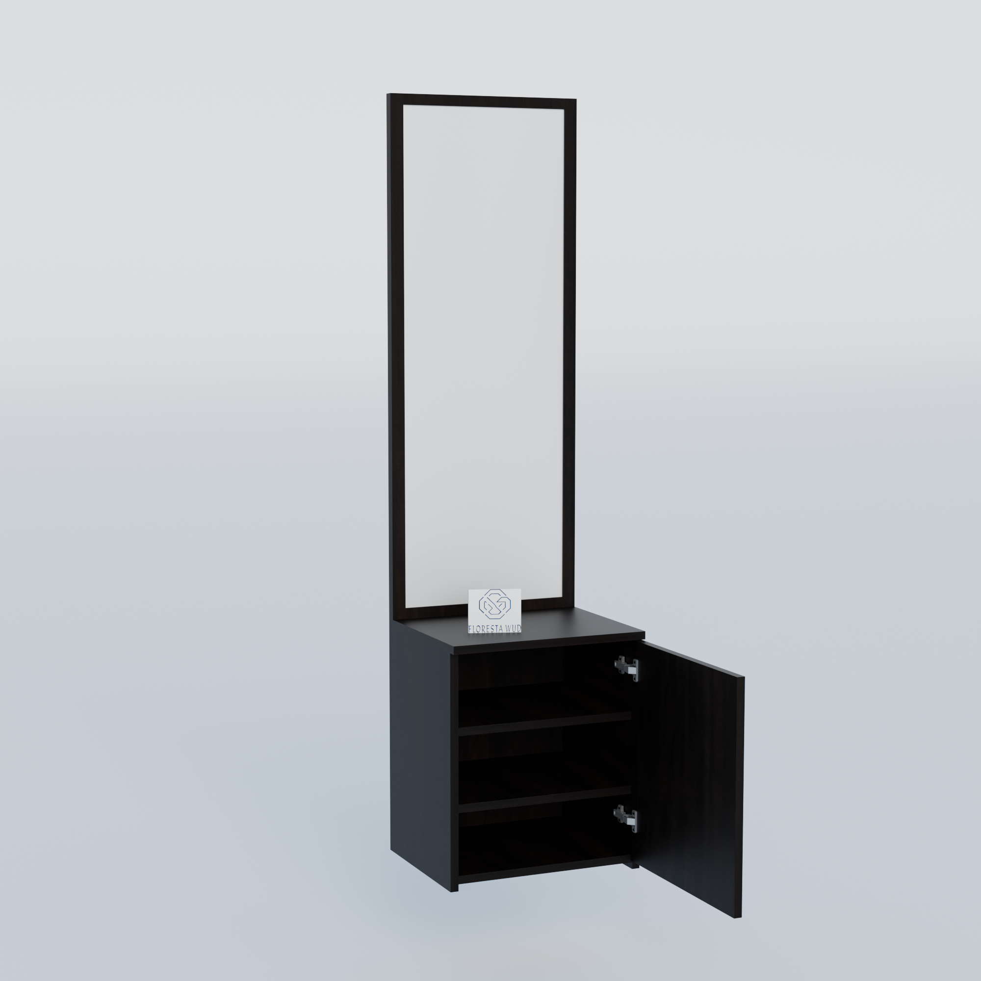 Florestawud Wooden Dressing Table with Full-Length Mirror & Storage Cabinet – Wenge Finish
