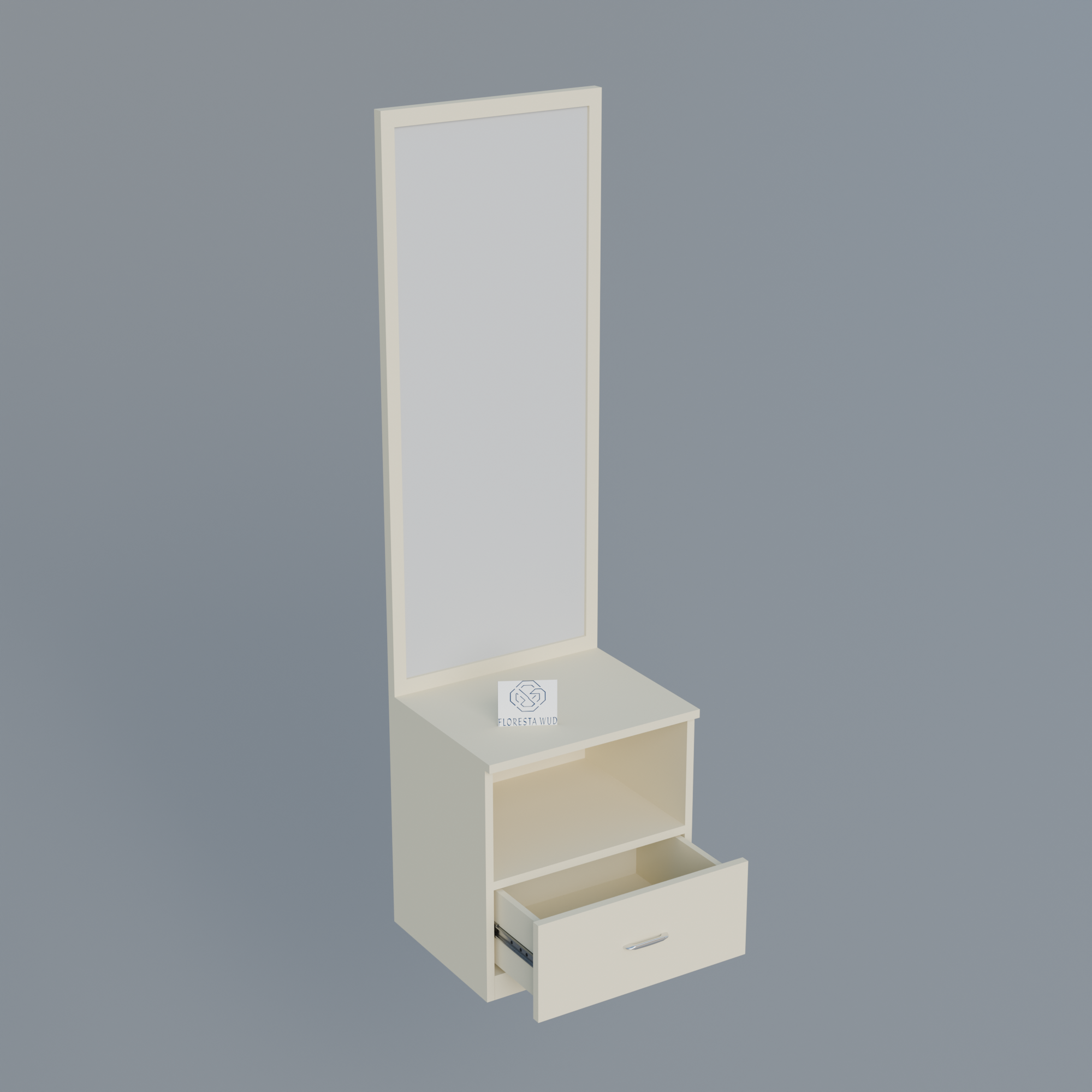 Florestawud Engineered Wood Dressing Table with Mirror – White Finish
