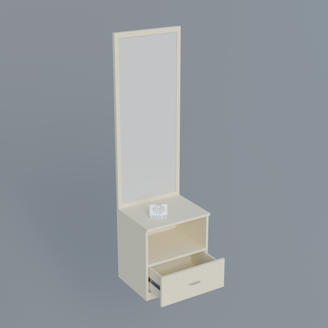Florestawud Engineered Wood Dressing Table with Mirror – White Finish