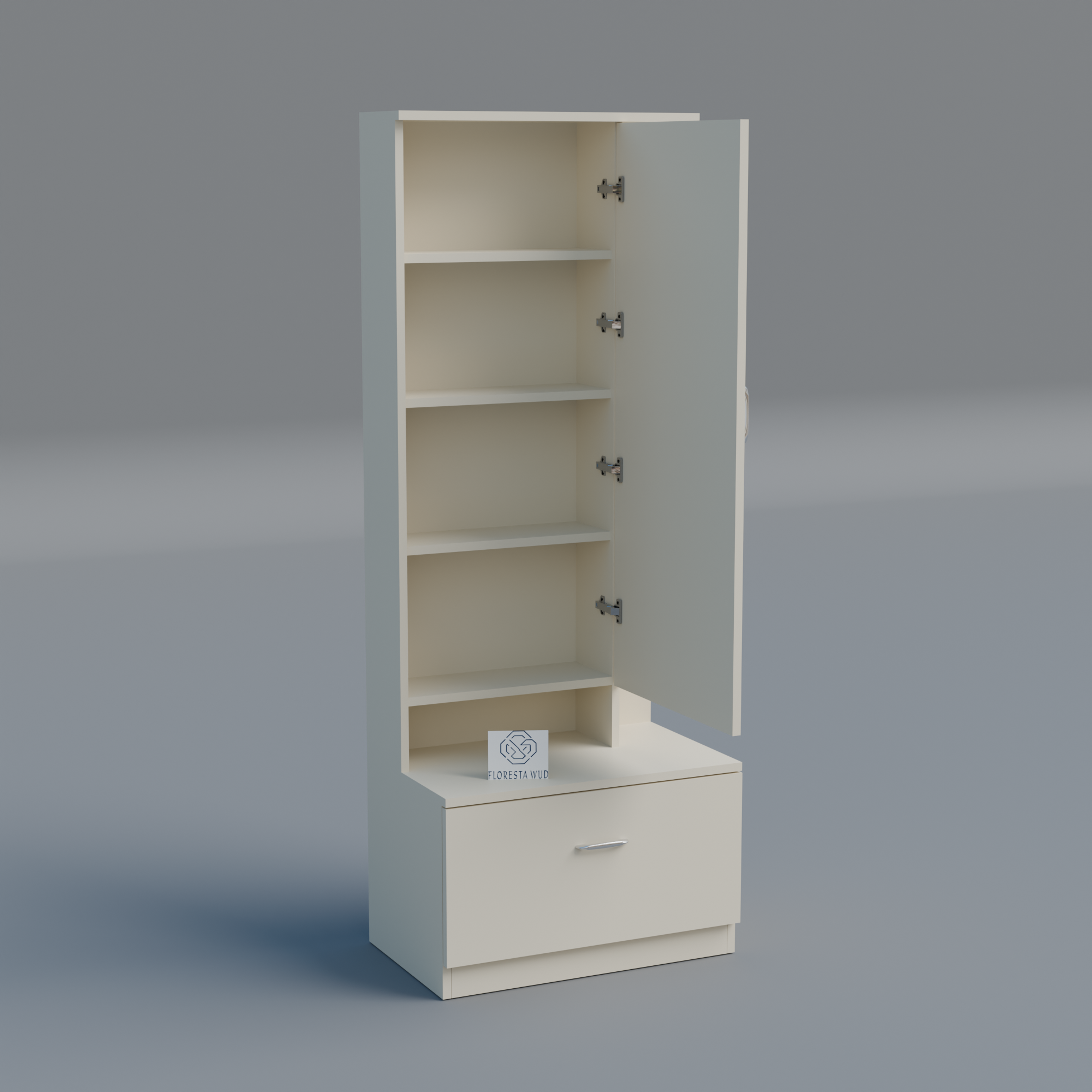 Florestawud Wooden Dressing Table with Mirror & Drawer – White Finish