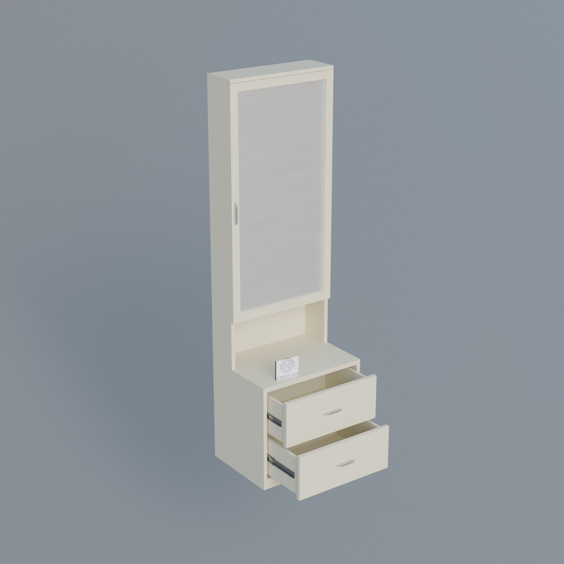 Engineered Wood Dressing Table with Mirror – White