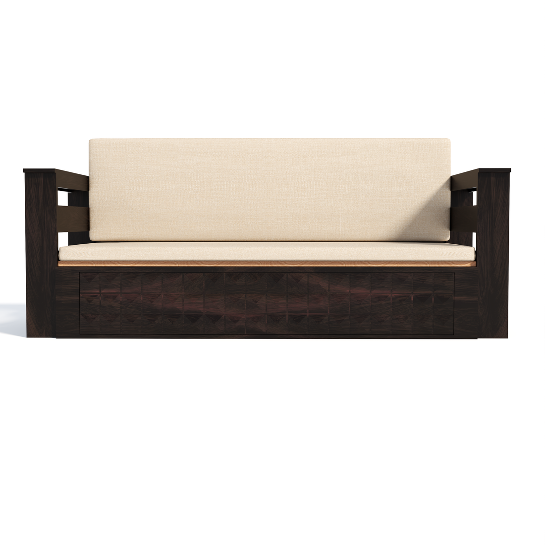 Florestawud Solid Sheesham Wood Sofa Cum Bed with Storage – Walnut Finish