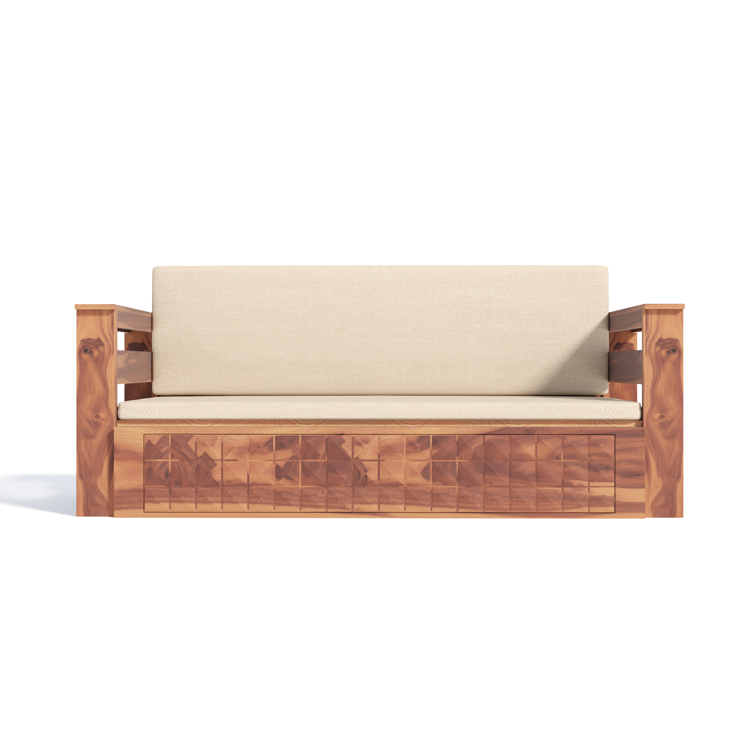 Florestawud Solid Sheesham Wood Sofa Cum Bed with Storage – Honey Finish