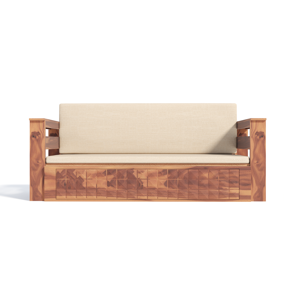 Florestawud Solid Sheesham Wood Sofa Cum Bed with Storage – Honey Finish