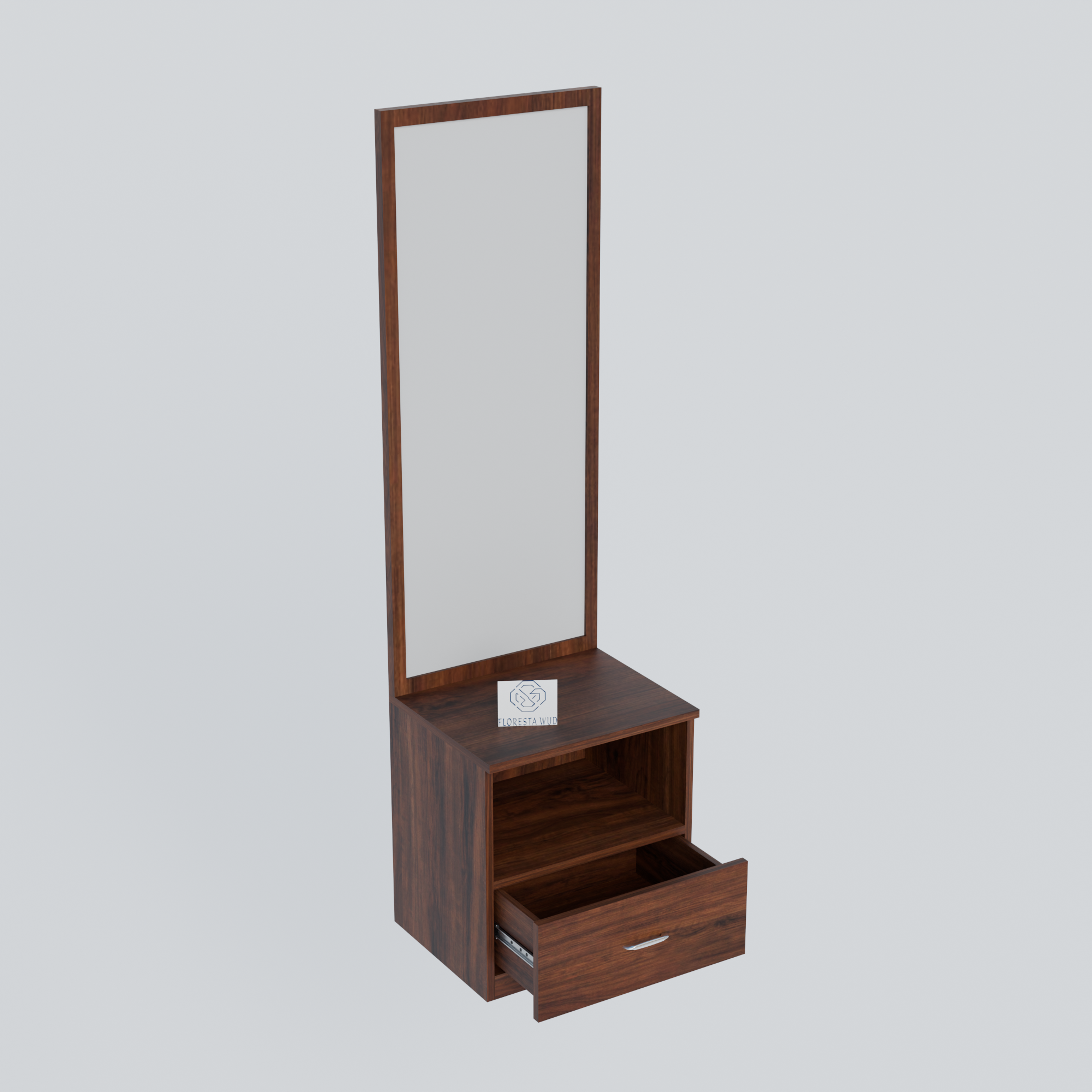 Florestawud Engineered Wood Dressing Table with Mirror – Brown Finish