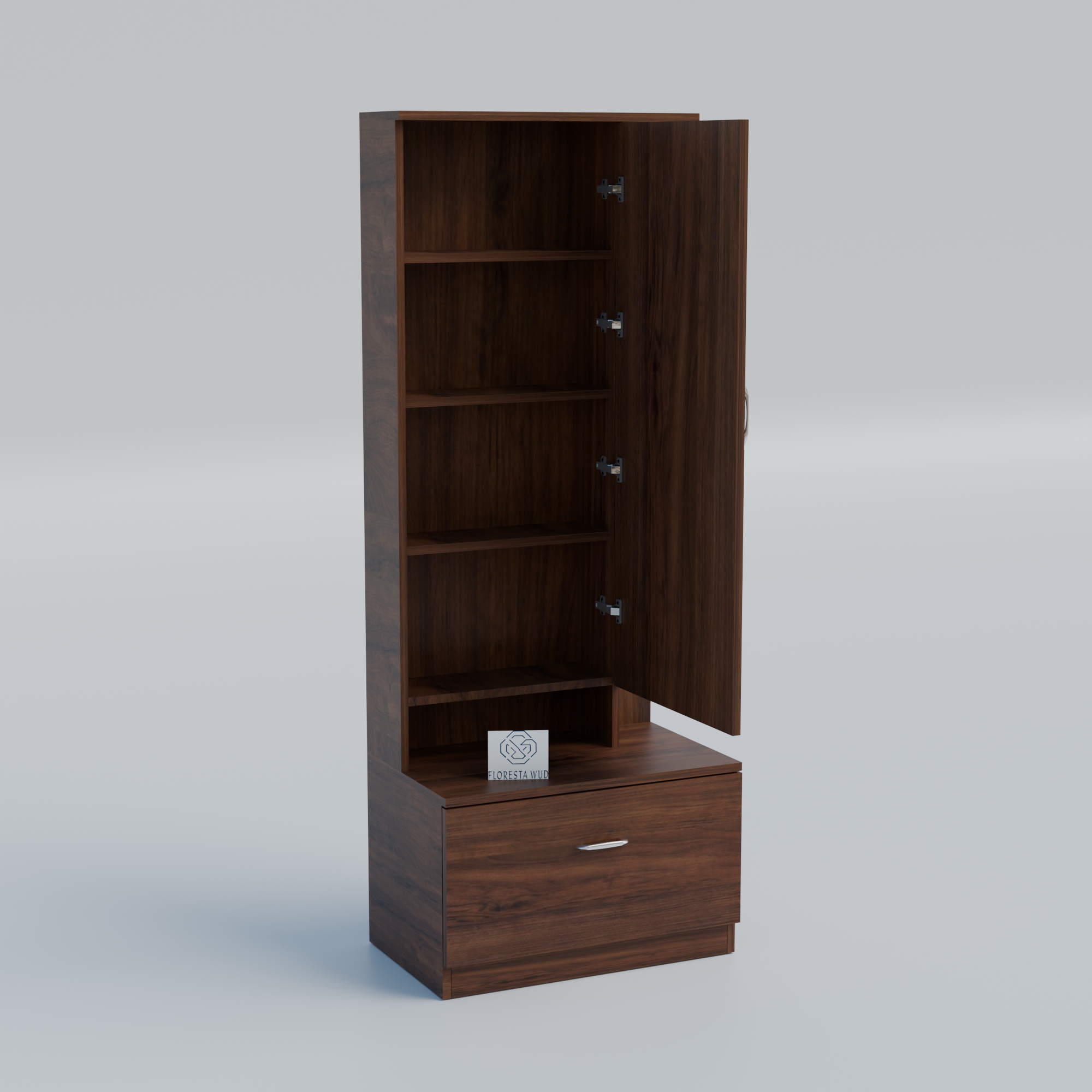 Florestawud Wooden Dressing Table with Mirror & Drawer Storage – Brown Finish