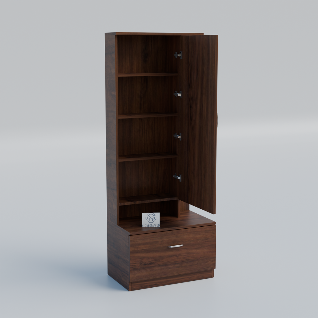 Florestawud Wooden Dressing Table with Mirror & Drawer Storage – Brown Finish