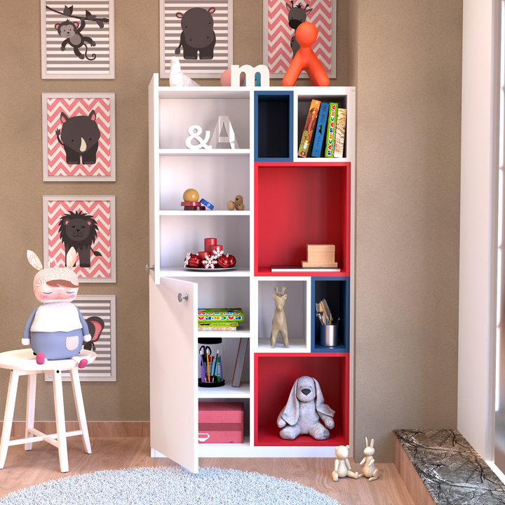 Florestawud Kids Book Storage Cabinet with Shelves – White Finish