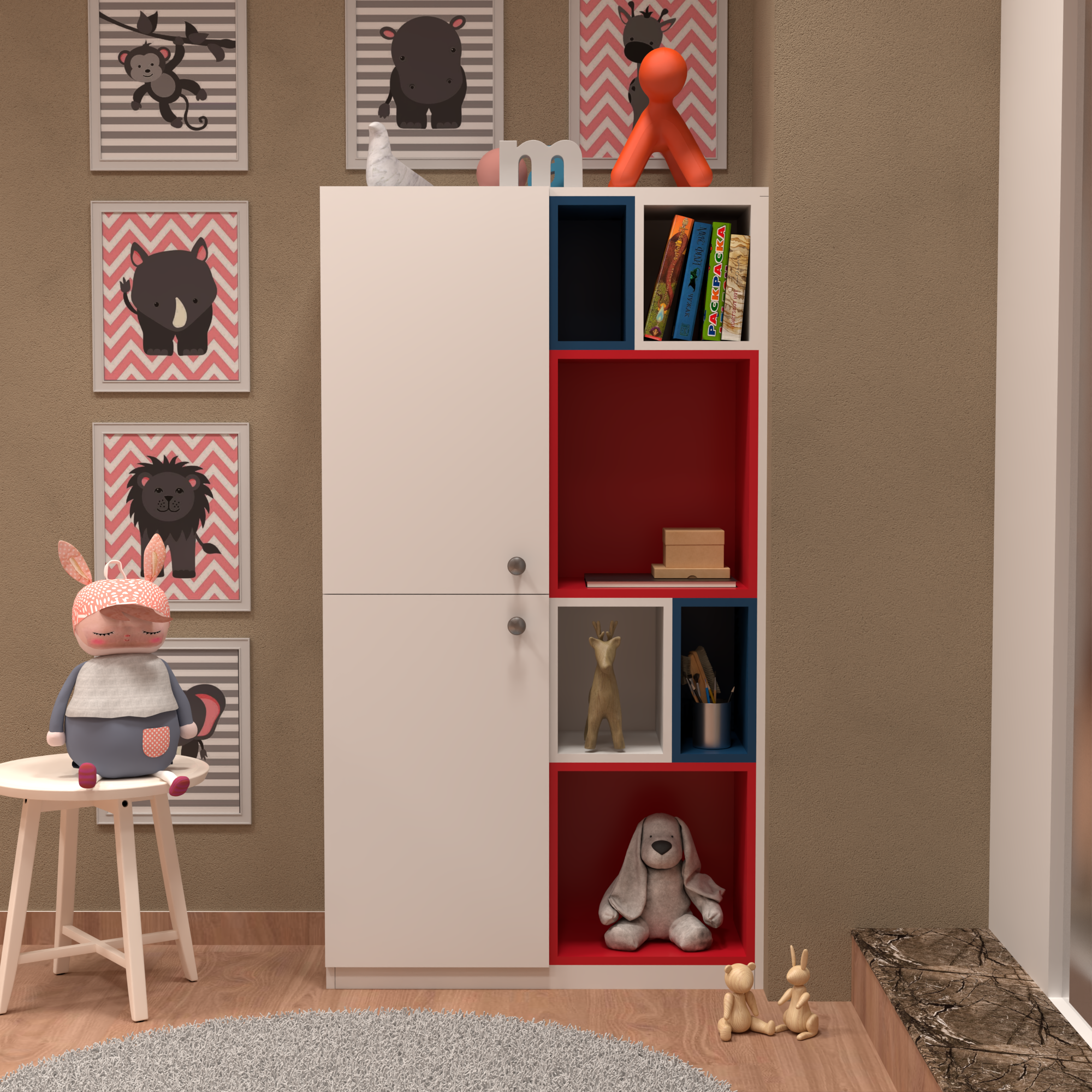 Florestawud Kids Book Storage Cabinet with Shelves – White Finish