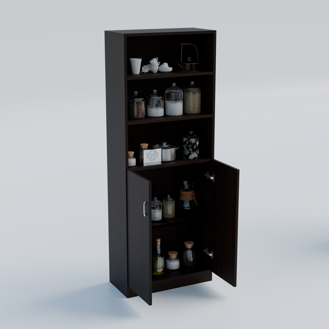 Florestawud Wooden Kitchen Storage Cabinet with Shelves – Wenge Color