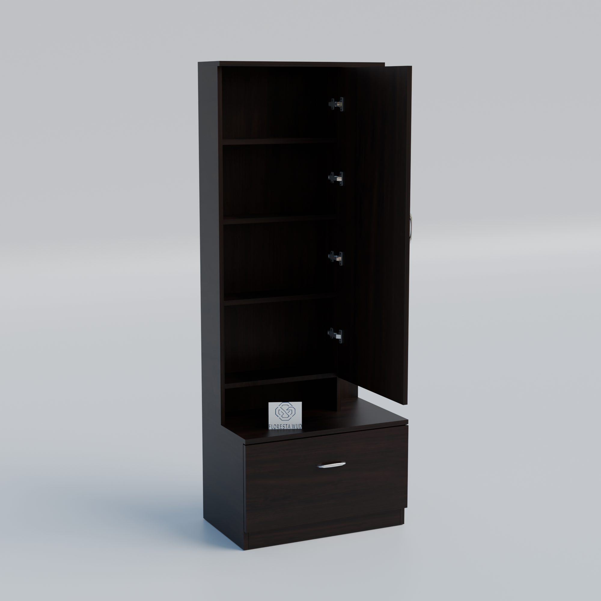 Florestawud Wooden Dressing Table with Mirror & Drawer – Wenge Finish