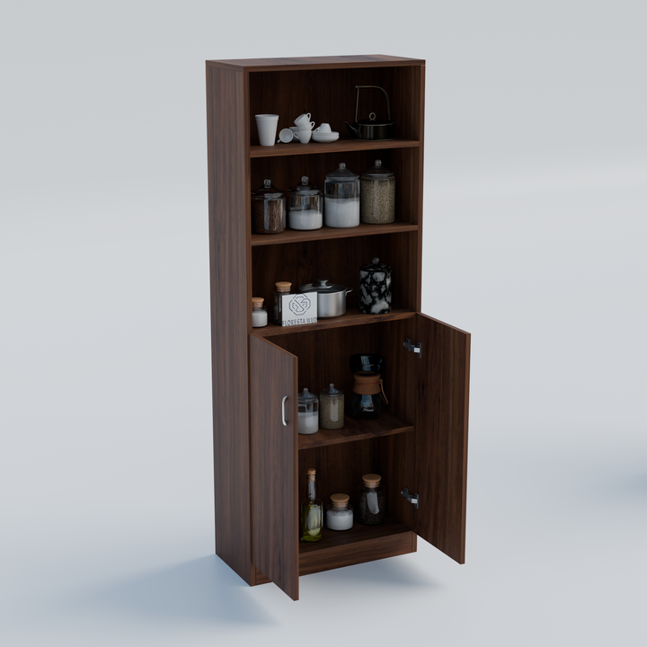 Florestawud Wooden Kitchen Storage Cabinet with Shelves – Brown Color