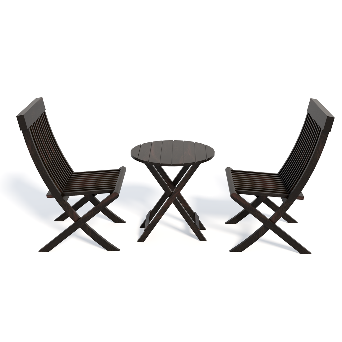 Florestawud Solid Sheesham Wood Outdoor Bistro Set – Walnut Finish