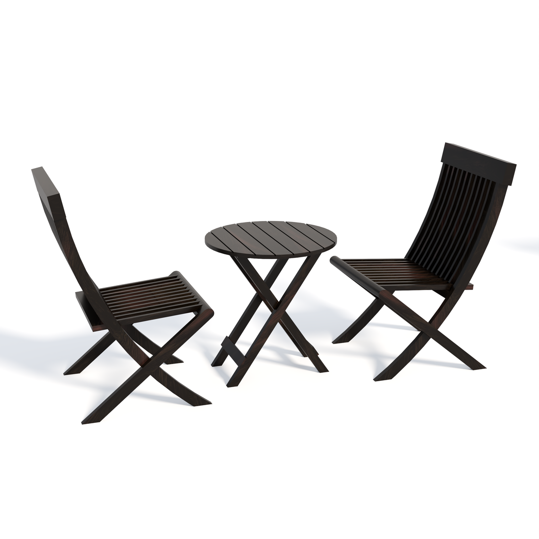Florestawud Solid Sheesham Wood Outdoor Bistro Set – Walnut Finish