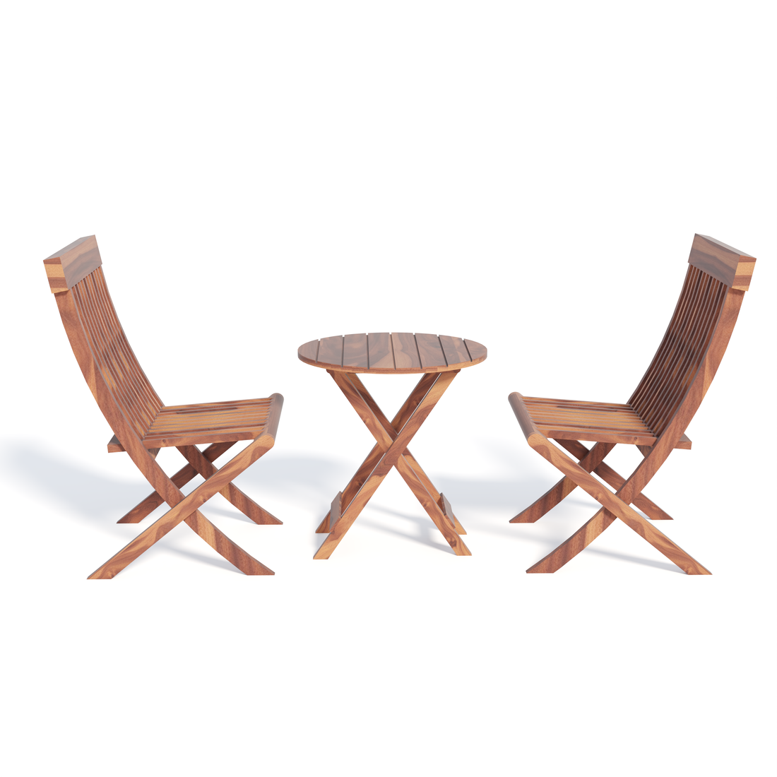 Florestawud Solid Sheesham Wood Outdoor Bistro Set – Honey Finish