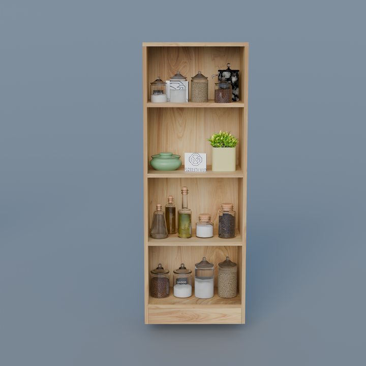 Florestawud Engineered Wood 4-Tier Open Kitchen Storage Rack – Natural Finish