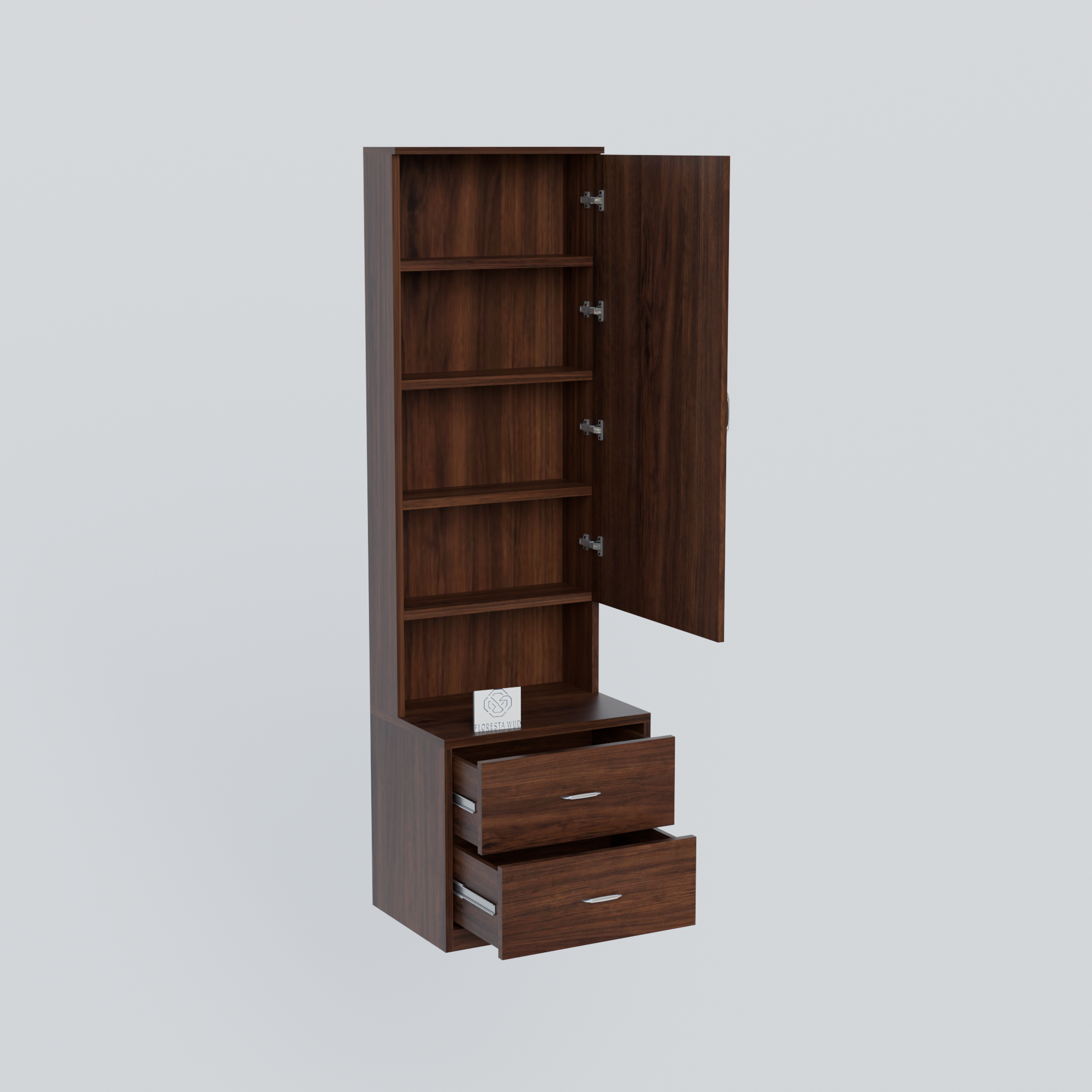 Florestawud Wooden Dressing Table with Mirror & 2 Drawers – Brown Finish