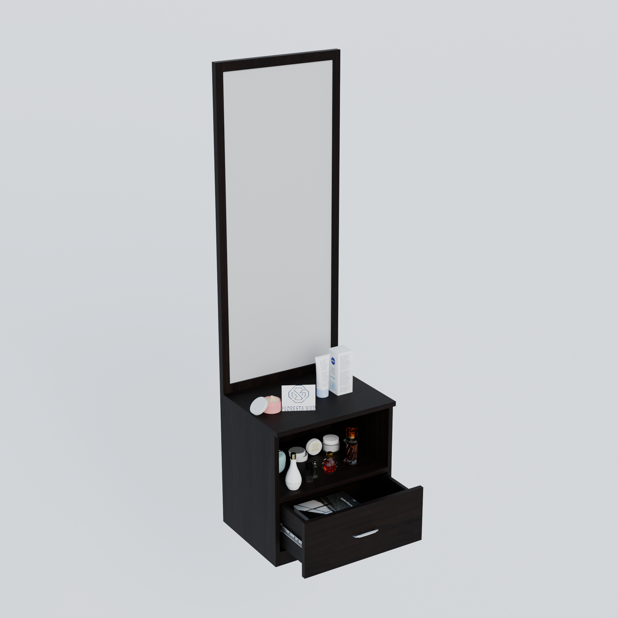Florestawud Engineered Wood Dressing Table with Mirror – Wenge Finish