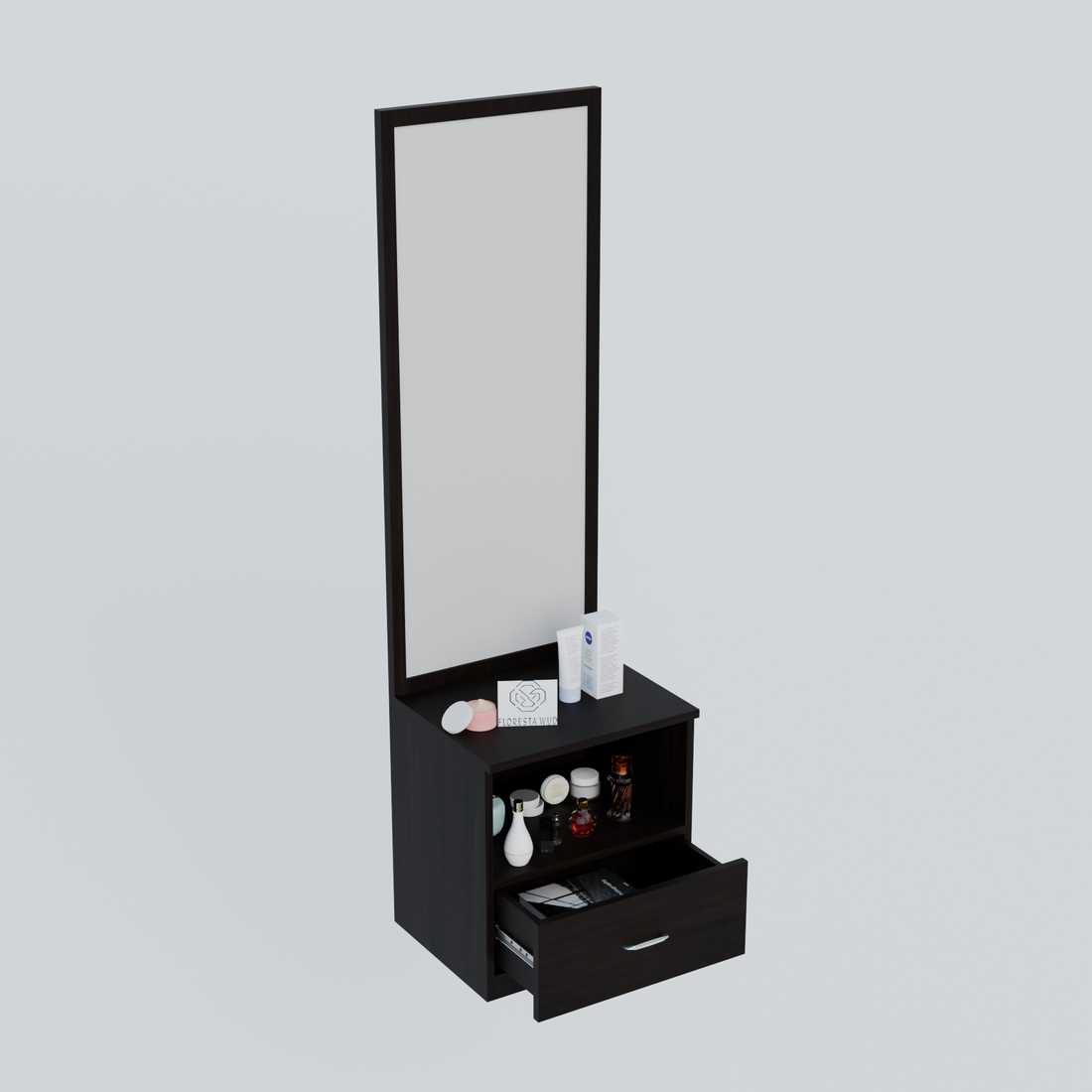 Florestawud Engineered Wood Dressing Table with Mirror – Wenge Finish
