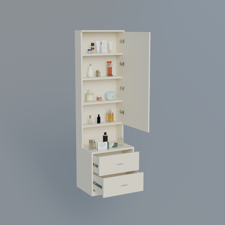 Engineered Wood Dressing Table with Mirror – White