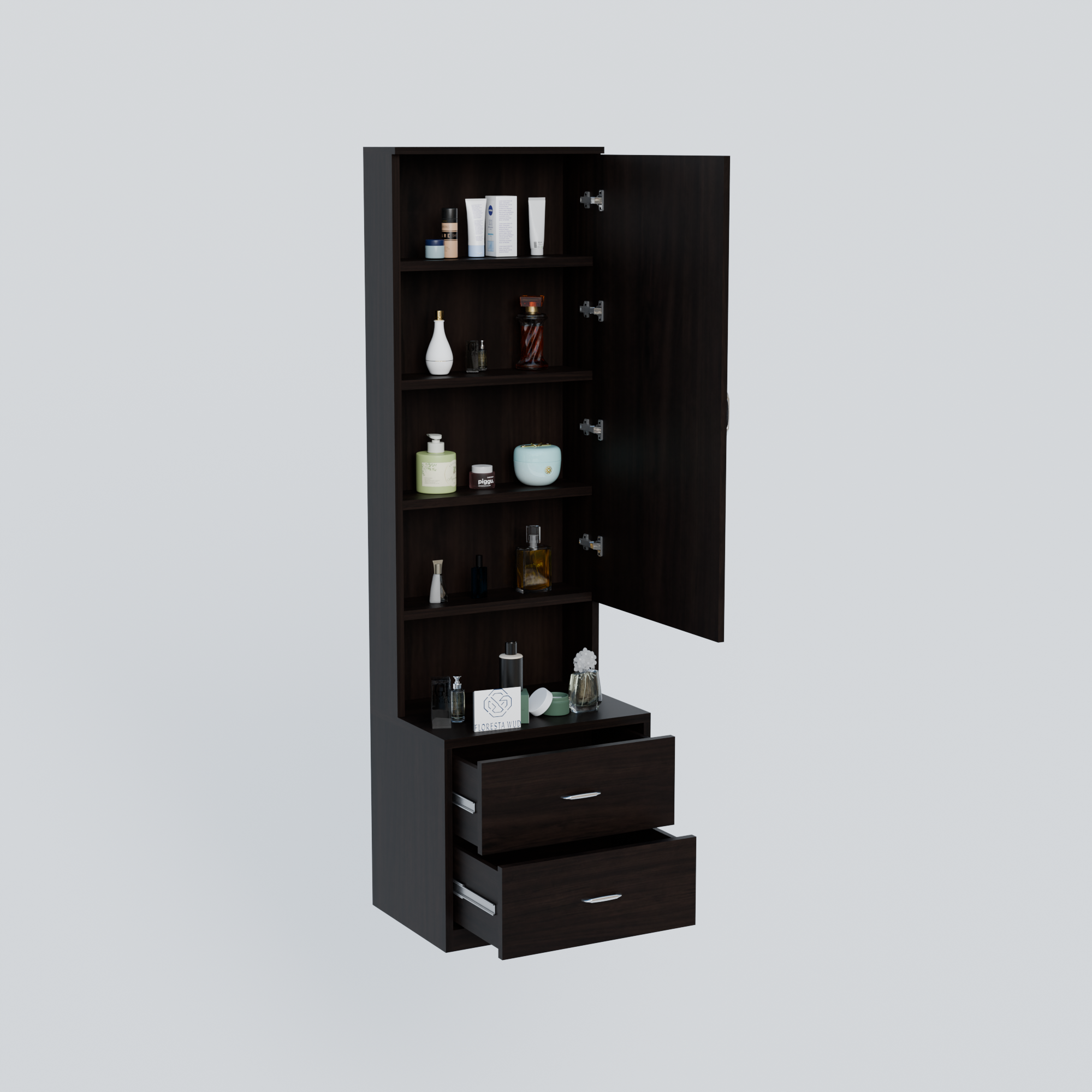 Engineered Wood Dressing Table with Mirror & 2 Drawers – Wenge Finish