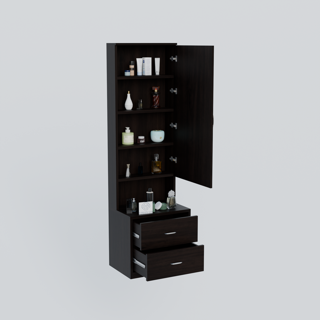 Engineered Wood Dressing Table with Mirror & 2 Drawers – Wenge Finish