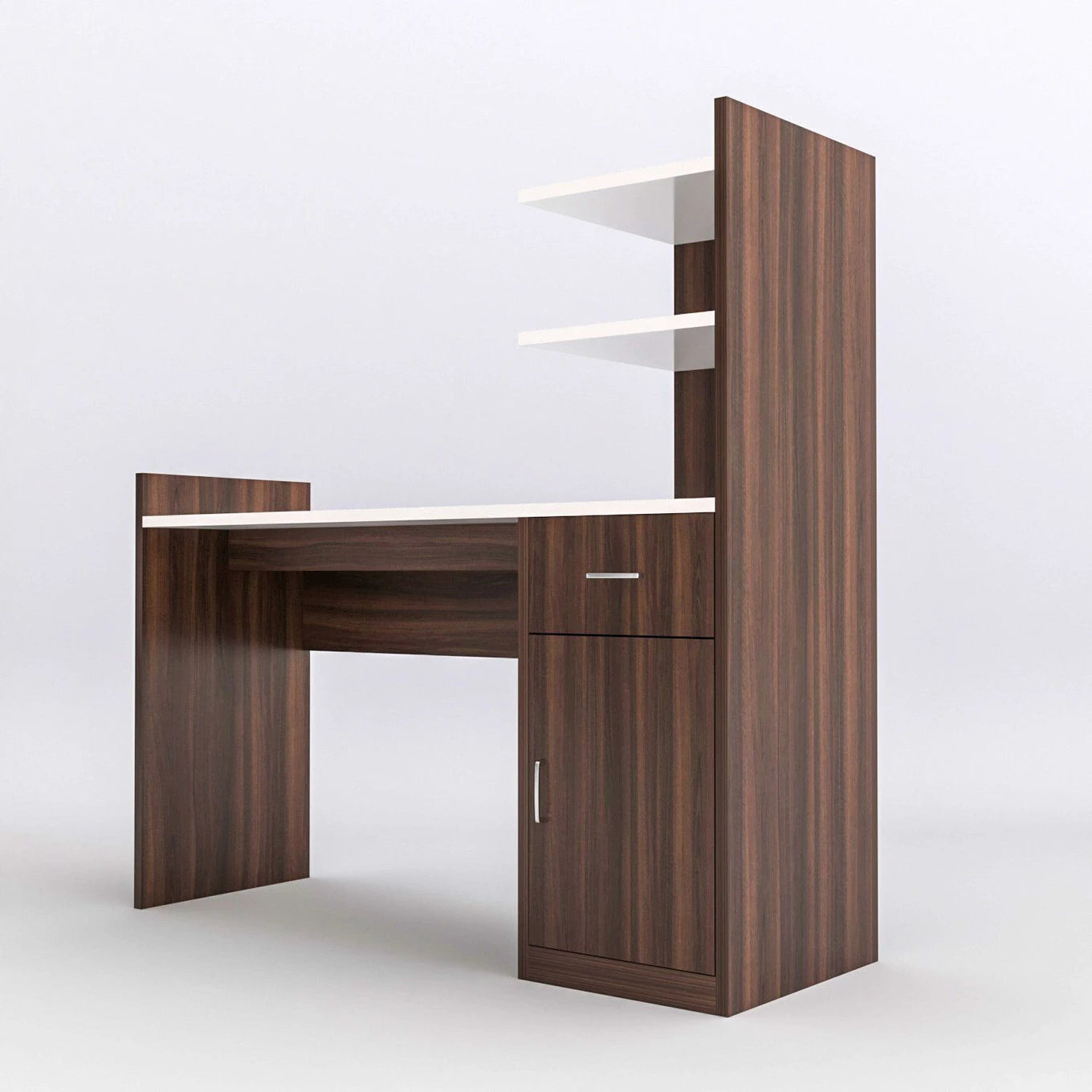 Modern Wooden Study Table with Storage Shelf & Cabinet