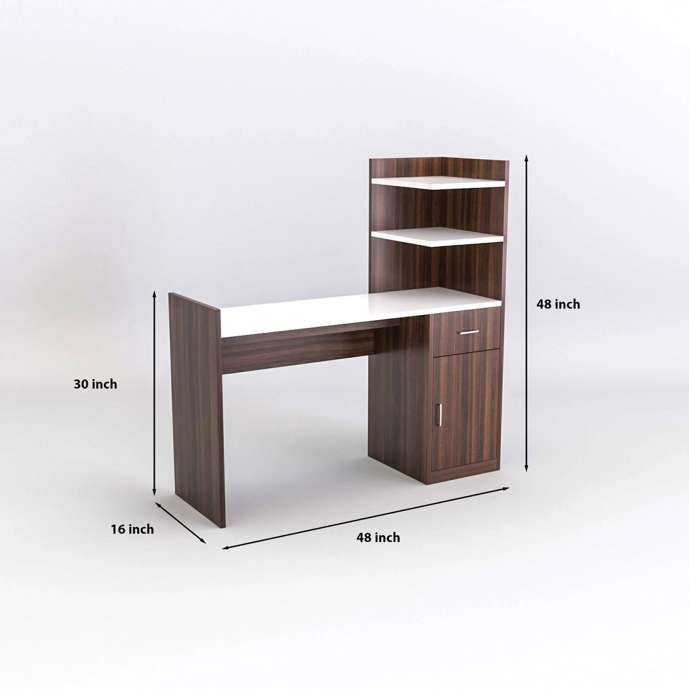 Modern Wooden Study Table with Storage Shelf & Cabinet