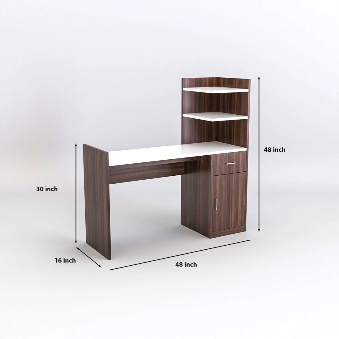 Modern Wooden Study Table with Storage Shelf & Cabinet