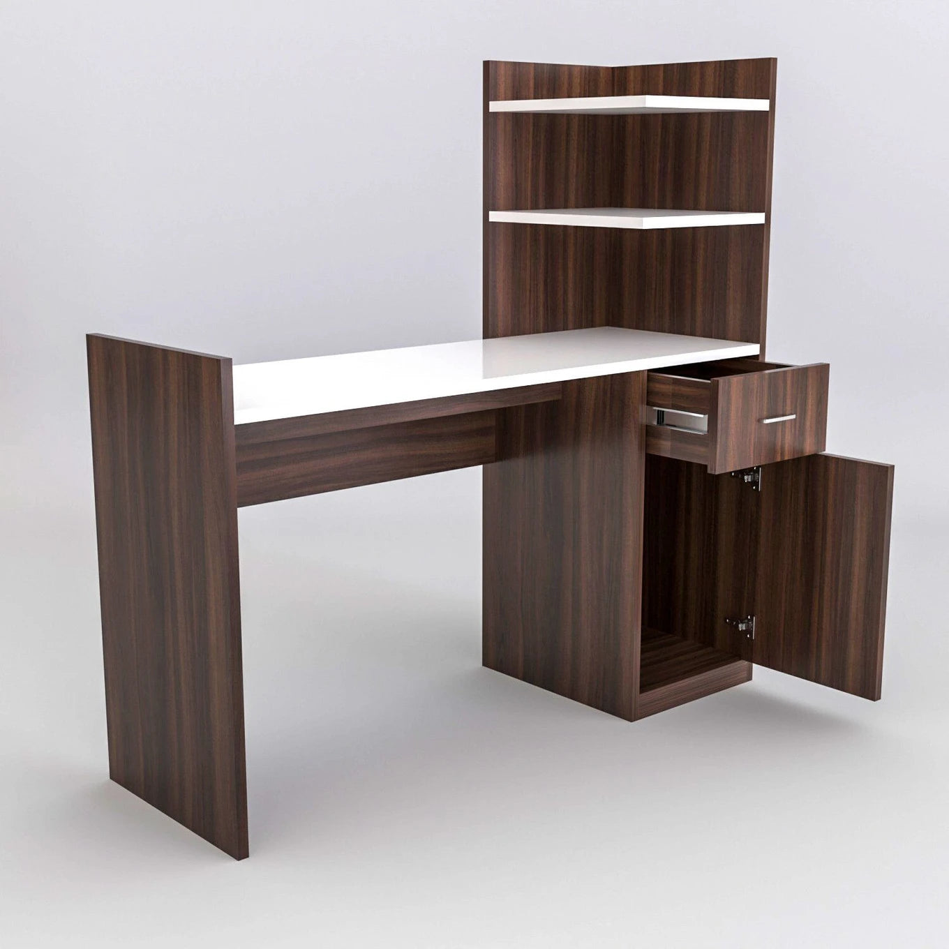 Modern Wooden Study Table with Storage Shelf & Cabinet
