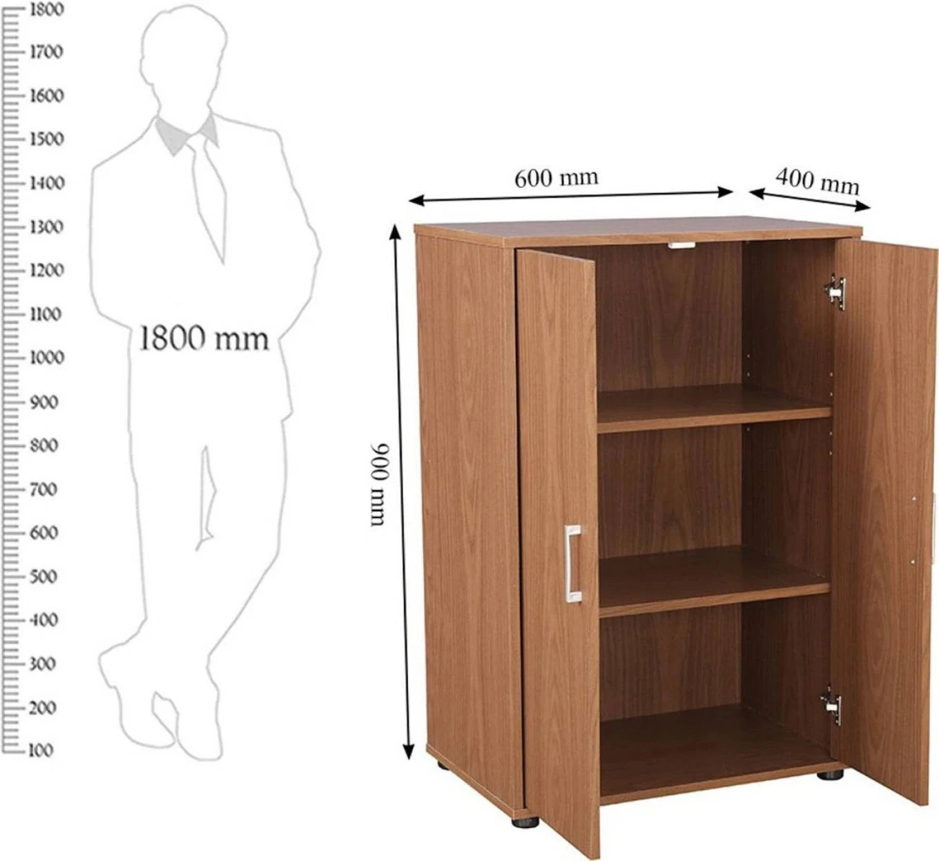 Wooden Storage Cabinet with Double Doors for Home & Office